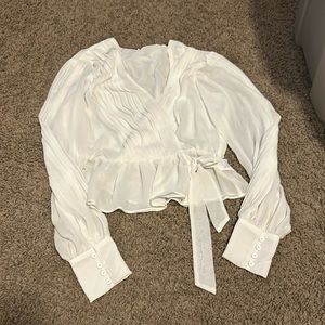 White faux wrap blouse from Express size small